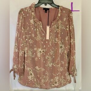 Chic Floral Blouse in Dusty Pink
